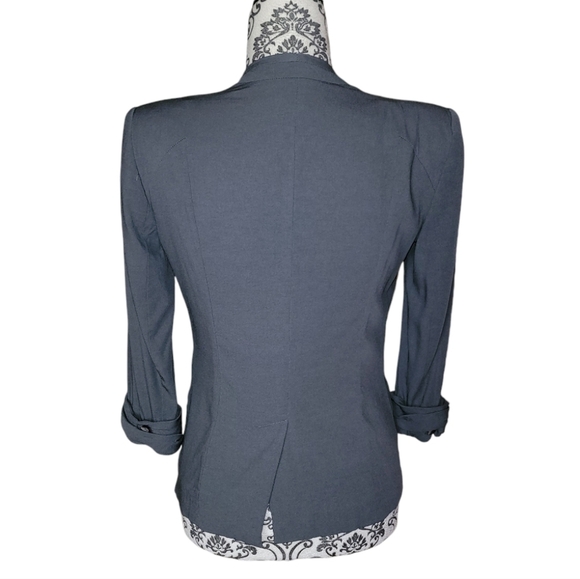 Helmut Lang Silica Crepe Roll Up Sleeve Blazer Blue Smoke size 2​ - Picture 3 of 16